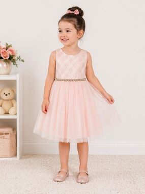 Toddler Girl Pink Tulle Party Dress Formal Wedding